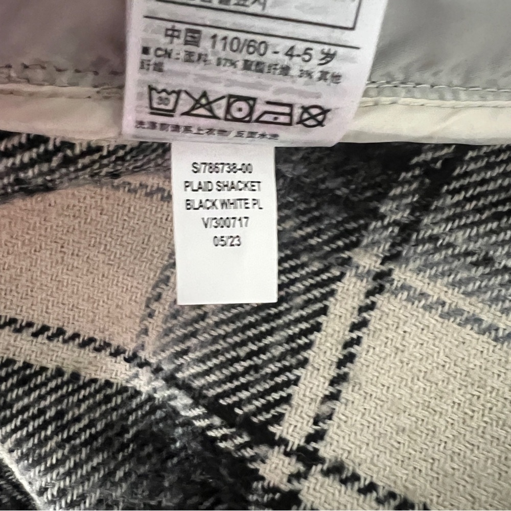 GAP Kids Size XS Plaid Shacket Black and White EUC Preppy Casual Flap Pockets - Picture 7 of 7